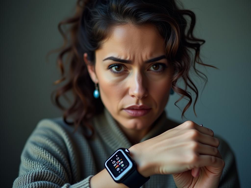 A Jewish Israeli woman looking skeptically at her smartwatch, with the text Is your smartwatch lying to you? overlayed on the image.