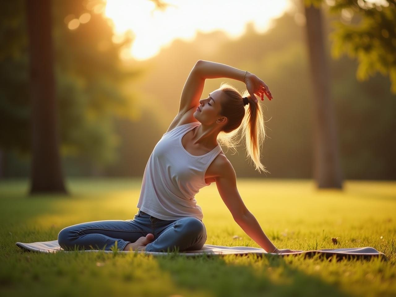 A person stretching and moving naturally outdoors, embodying the concept of natural movement and fitness.