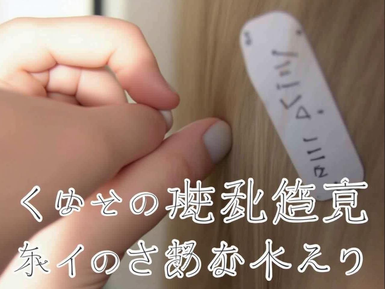 Close-up of hair sample being taken for mineral analysis, with Japanese text overlay emphasizing the connection to Japanese health practices.
