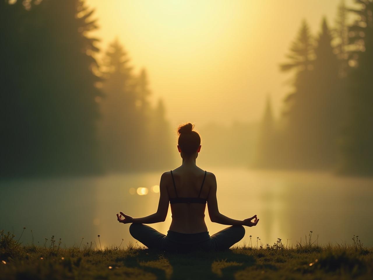 A serene image of a person meditating in nature, symbolizing the connection between mind and body.