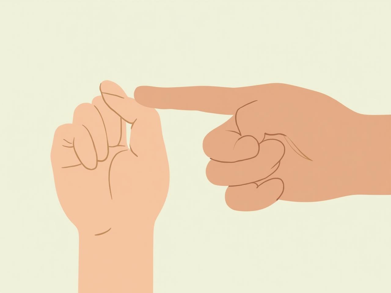 A hand holding another finger tightly, representing the finger holding technique for anxiety relief.