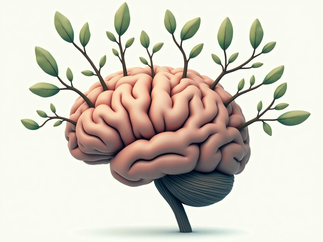 A brain with branches growing out of it, symbolizing neuroplasticity and healing from chronic stress.