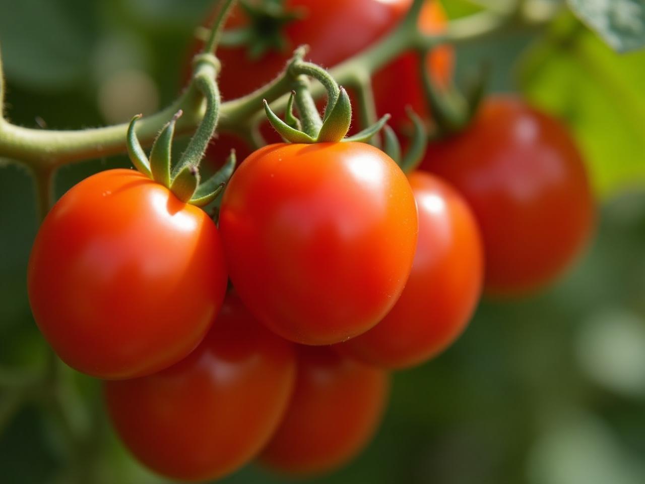 A close-up photo of ripe red tomatoes on a vine, with a focus on their vibrant color, conveying a sense of freshness and health. Secondary elements include a healthy looking man.