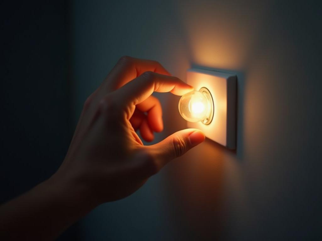 A hand turning a light switch, symbolizing the AMPK switch in our cells.