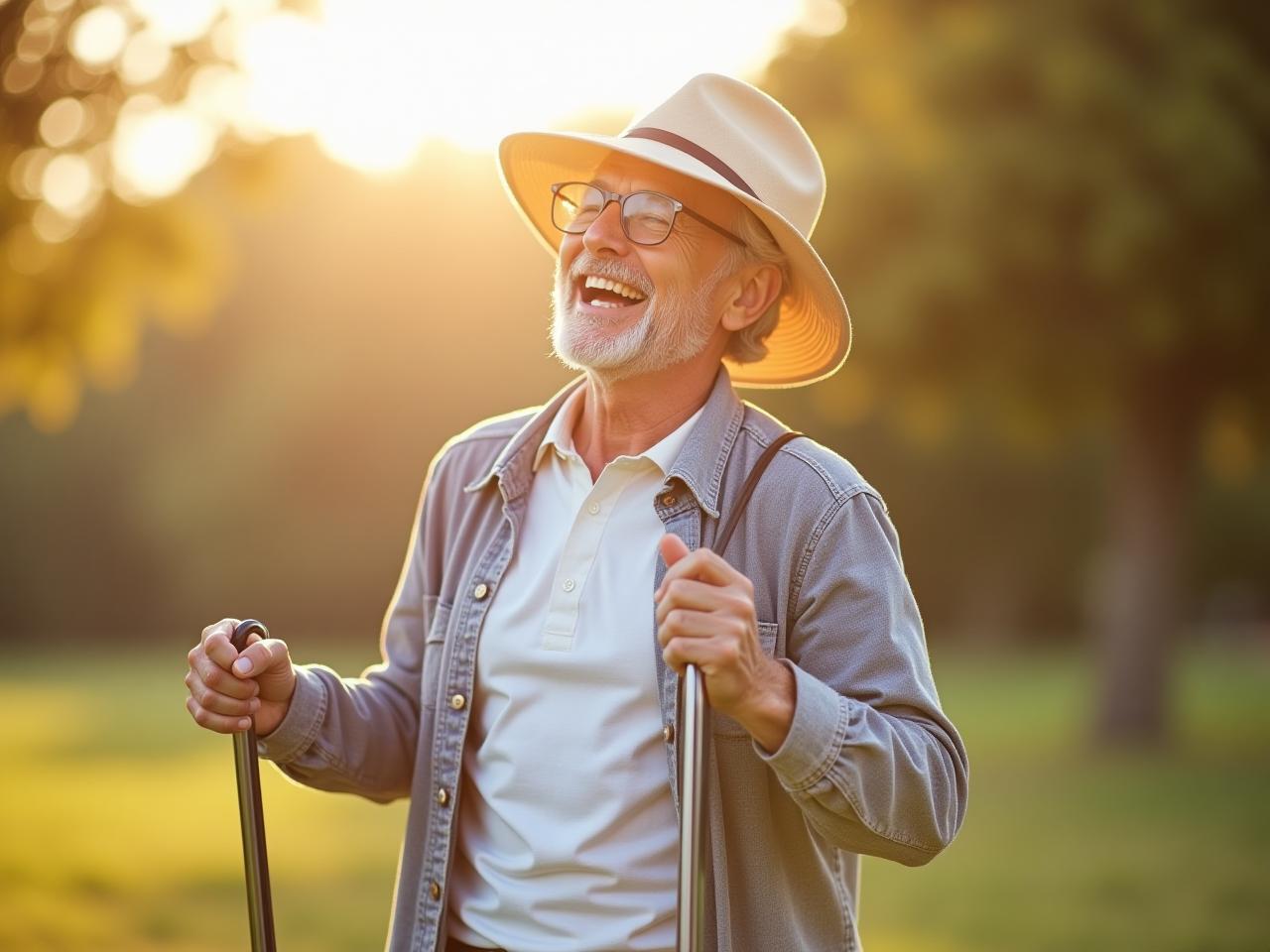 An image depicting a healthy and active senior person enjoying life.