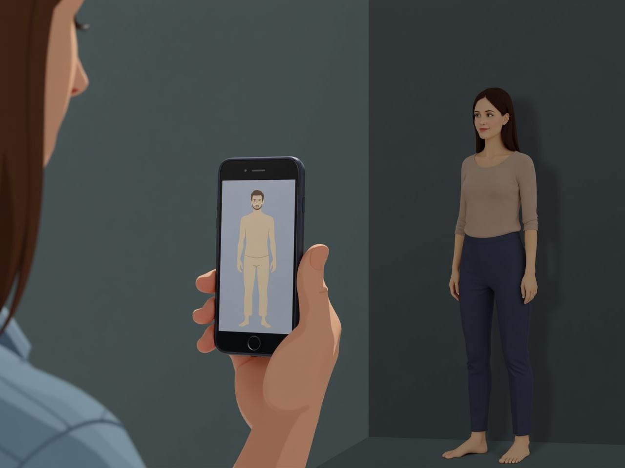 A person standing with correct posture being analyzed by a mobile app.