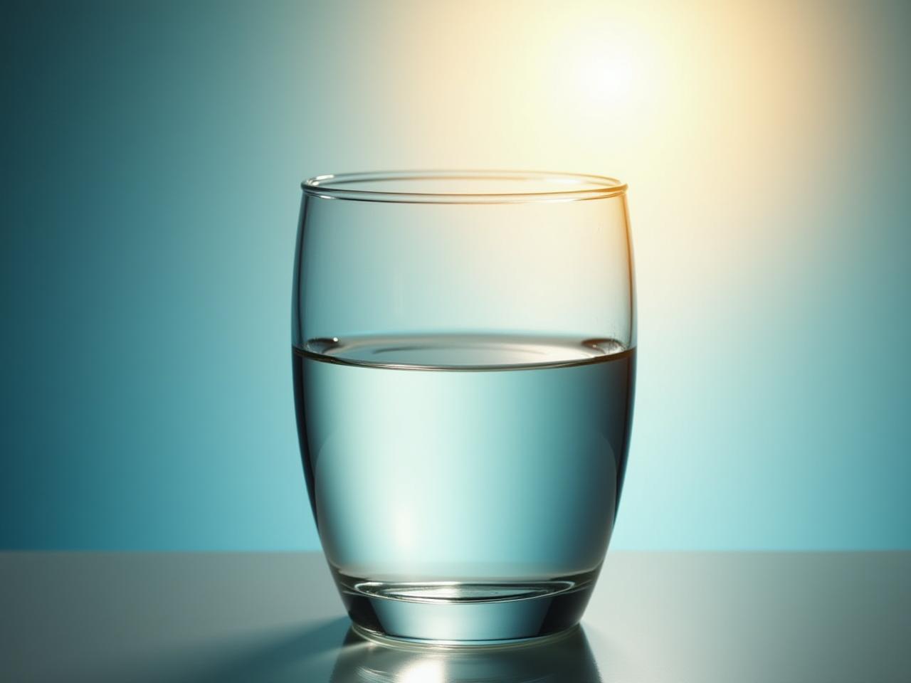 A glass of water with sunlight reflecting on it, symbolizing purity and the essence of water fasting.