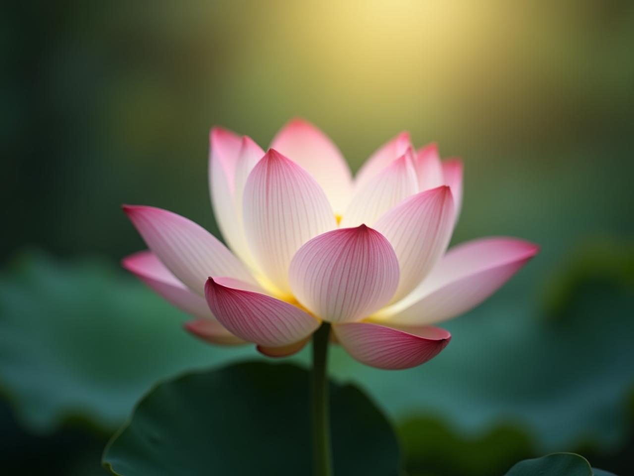 A peaceful image of a lotus flower, symbolizing enlightenment and compassion, with a blurred background.