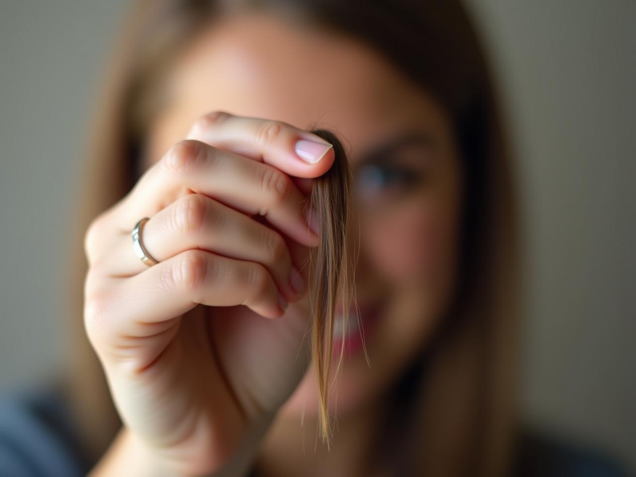Close-up of a persons hand holding a strand of hair, symbolizing hair analysis for heavy metal testing.