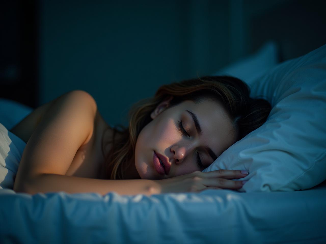 A person struggling to fall asleep in a hot summer night, surrounded by thoughts.