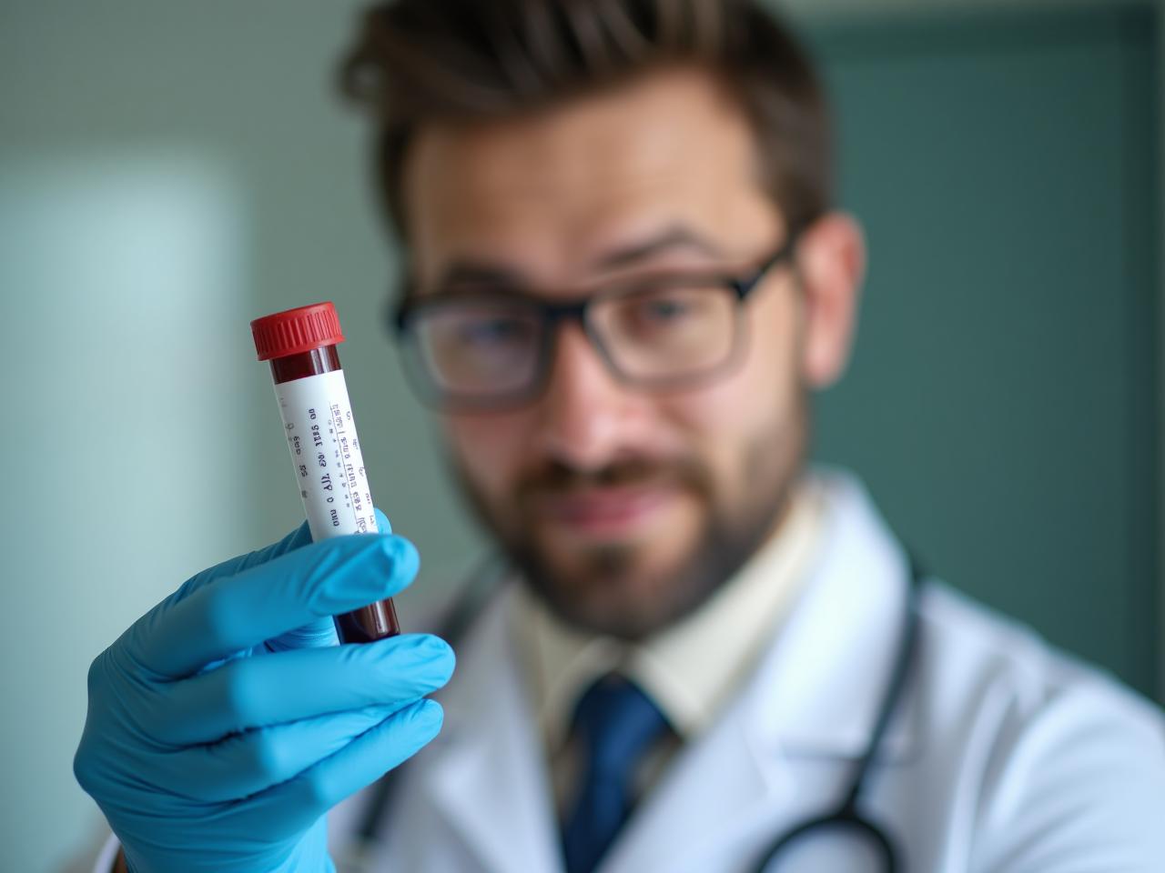 Close-up of a doctor examining blood test results with a thoughtful expression, highlighting the limitations of standard blood tests.
