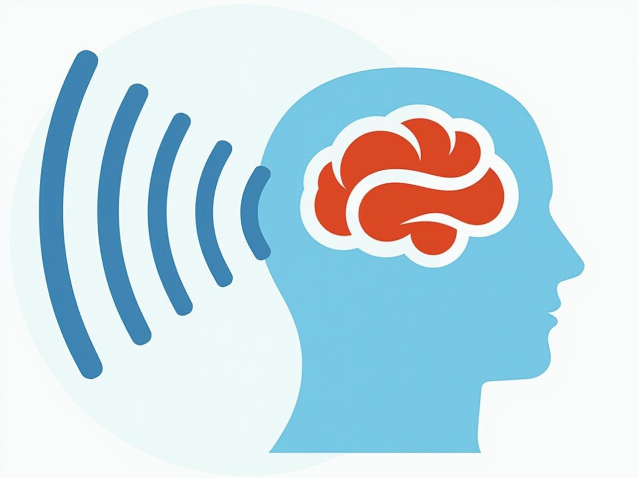 A graphic showing sound waves transforming into a brain, symbolizing the connection between speech patterns and neurological health.