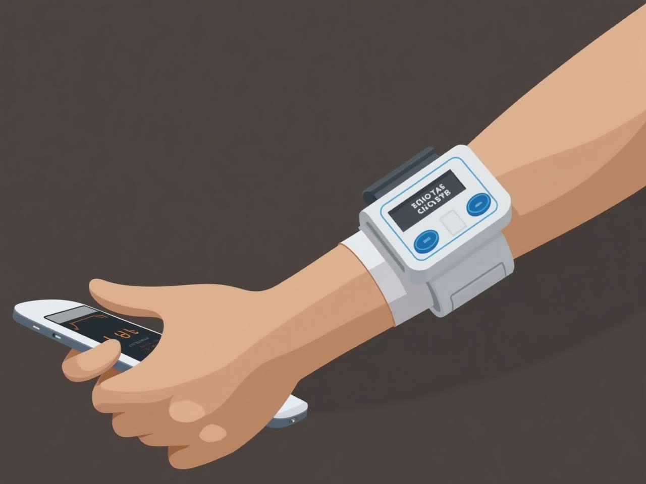 A person wearing a continuous glucose monitor (CGM) on their arm, checking the data on their smartphone.