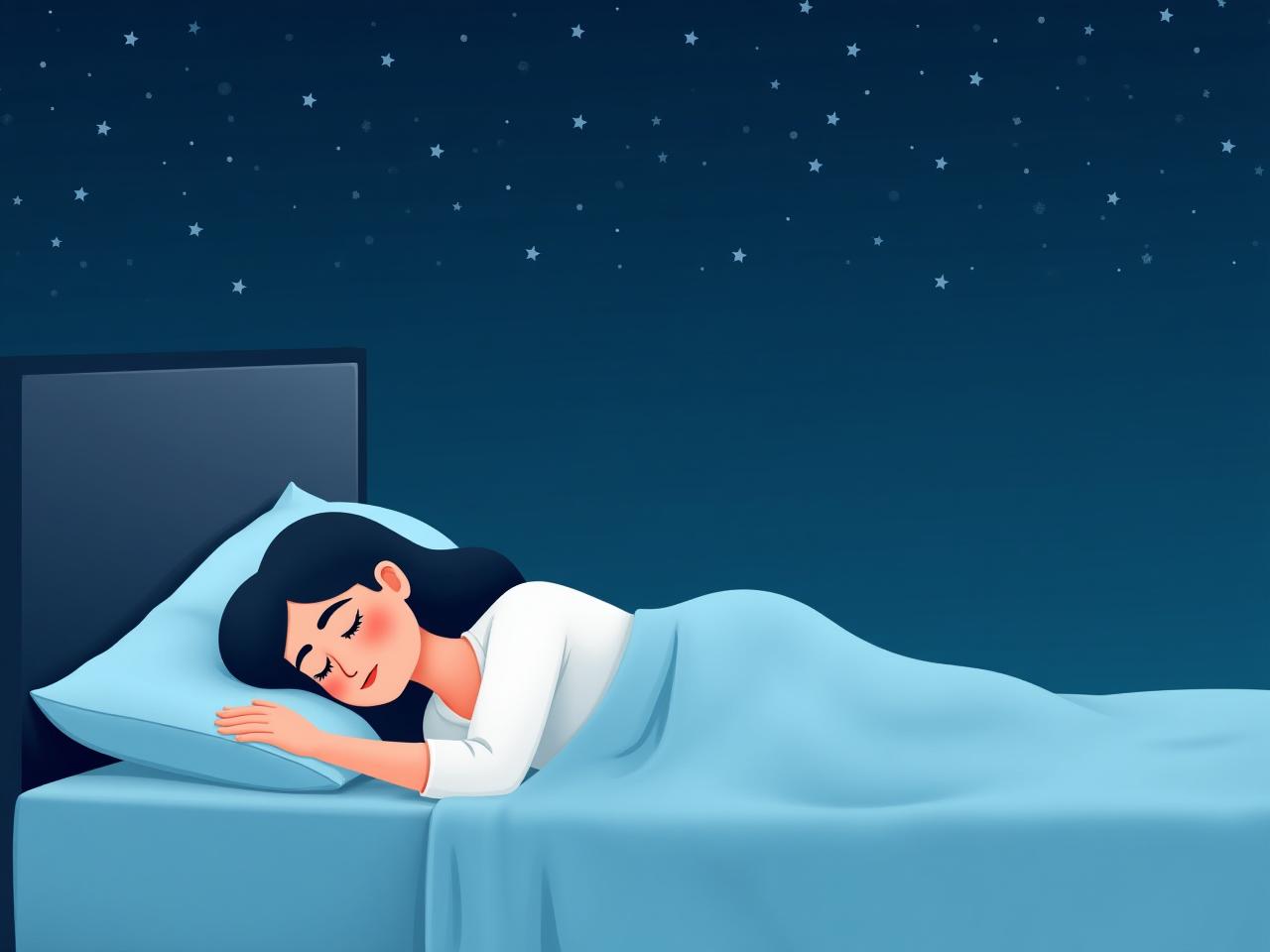 An illustration of a person sleeping peacefully under a starry night sky, emphasizing the importance of sleep for health and anti-aging.