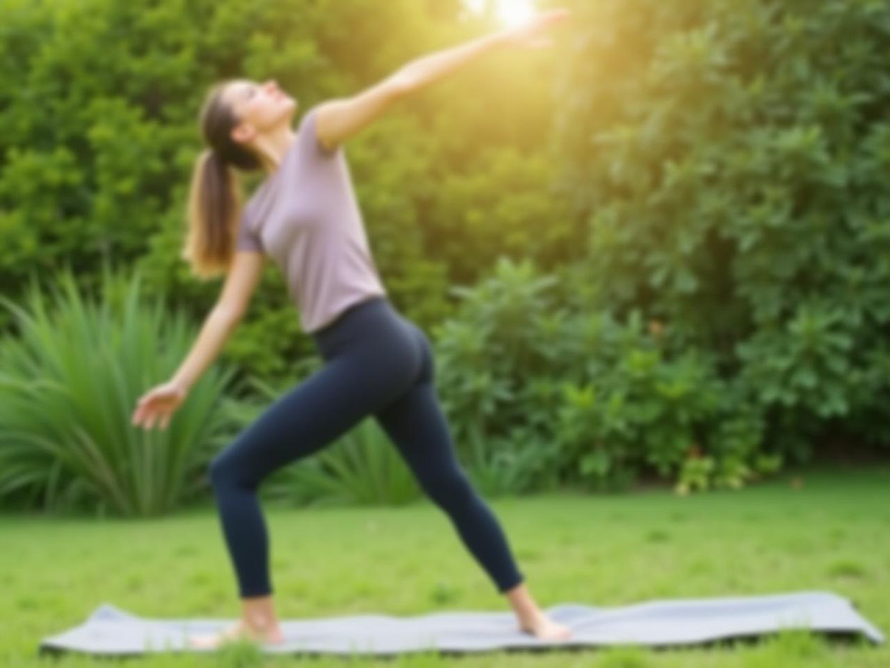 A person performing a natural movement exercise outdoors, surrounded by greenery.