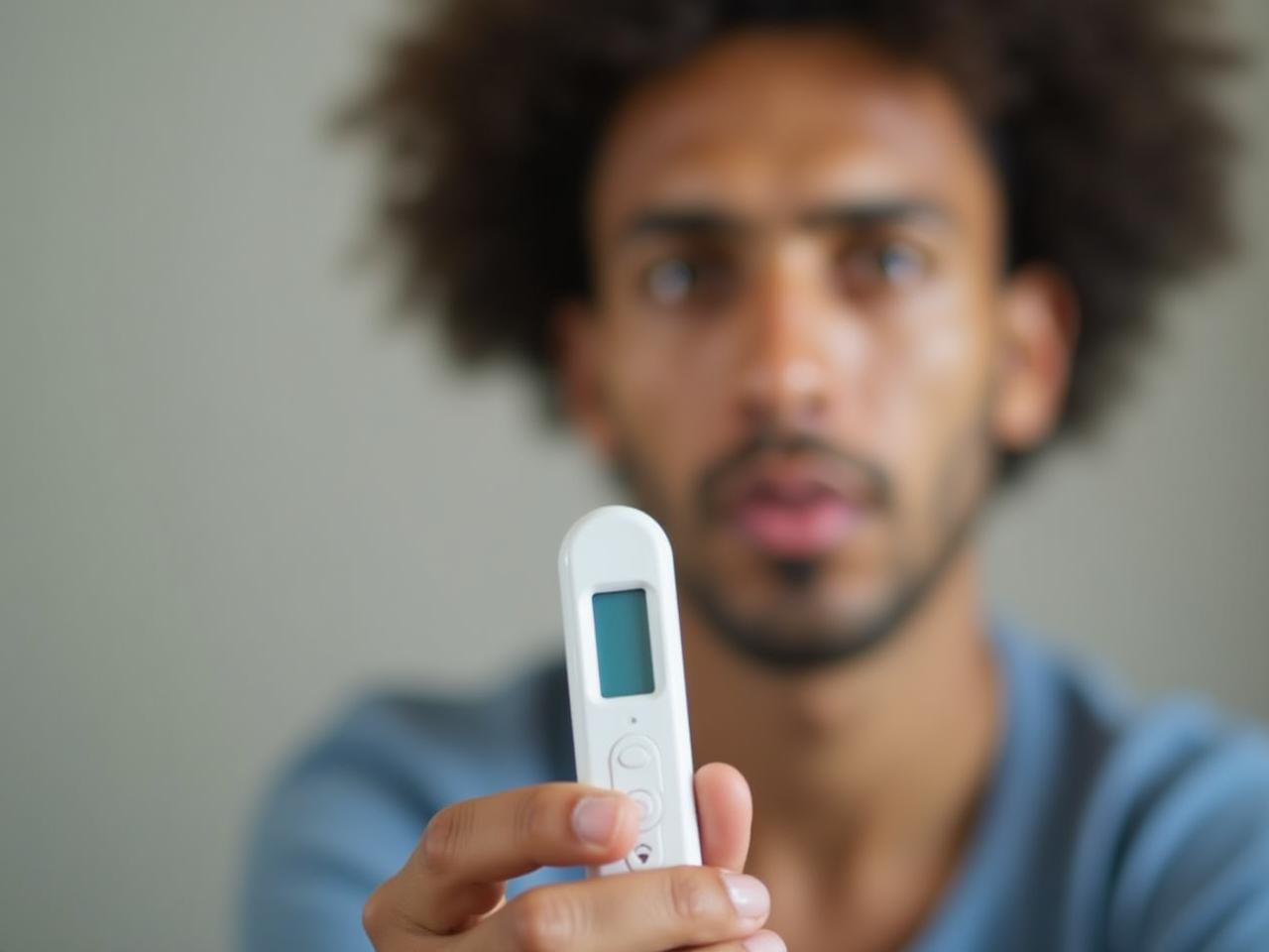 A person looking at an allergy test result with a confused expression.