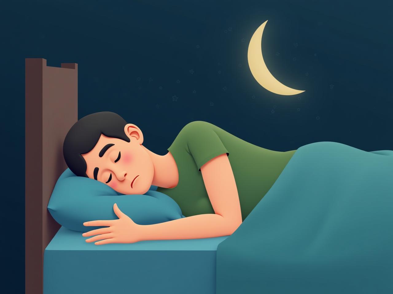 Person struggling to sleep in bed due to late-night eating.