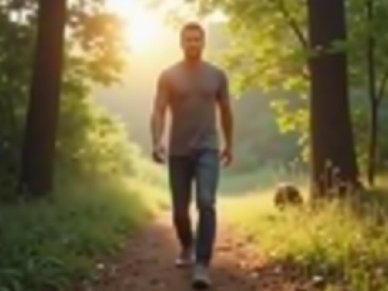 A person standing with good posture in a natural setting, emphasizing strength and vitality.