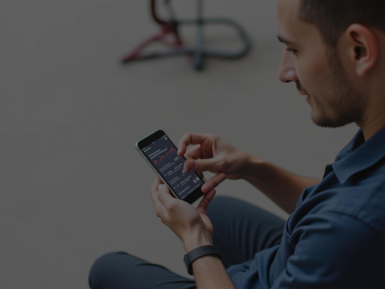 A person wearing a smartwatch and looking at data on their phone, symbolizing the use of technology for health monitoring.