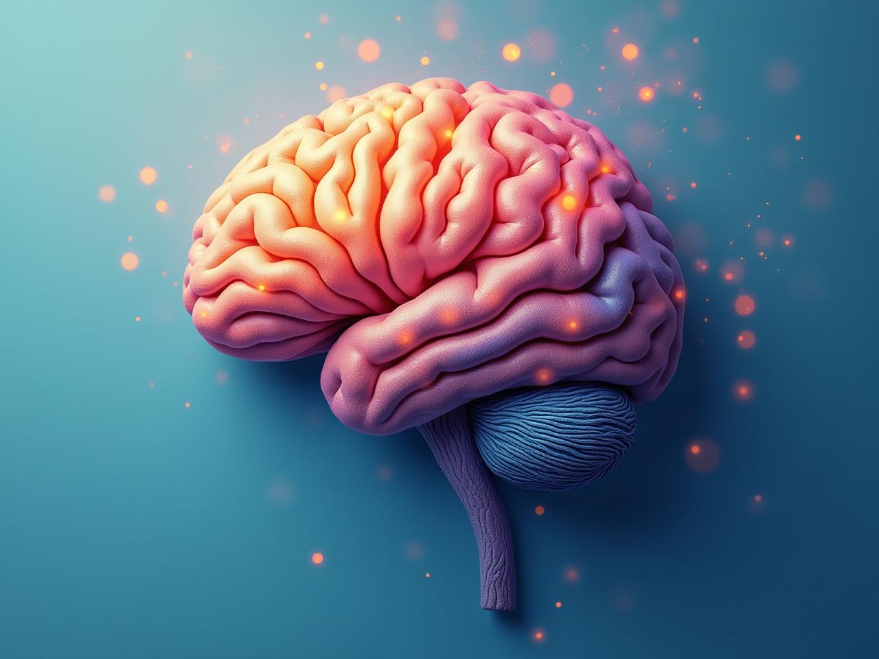 An artistic image showing a brain with calming colors, symbolizing reduced inflammation and mental clarity.