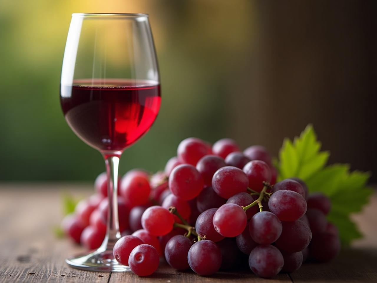 A glass of red wine with grapes and berries, symbolizing healthy aging and antioxidants.