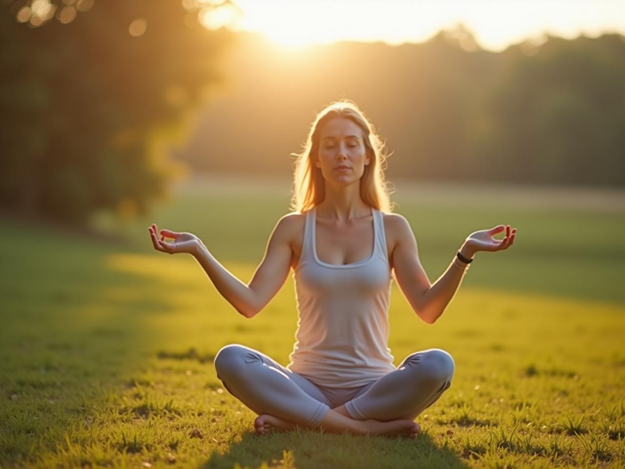 A person practicing slow, mindful movements in a natural setting.