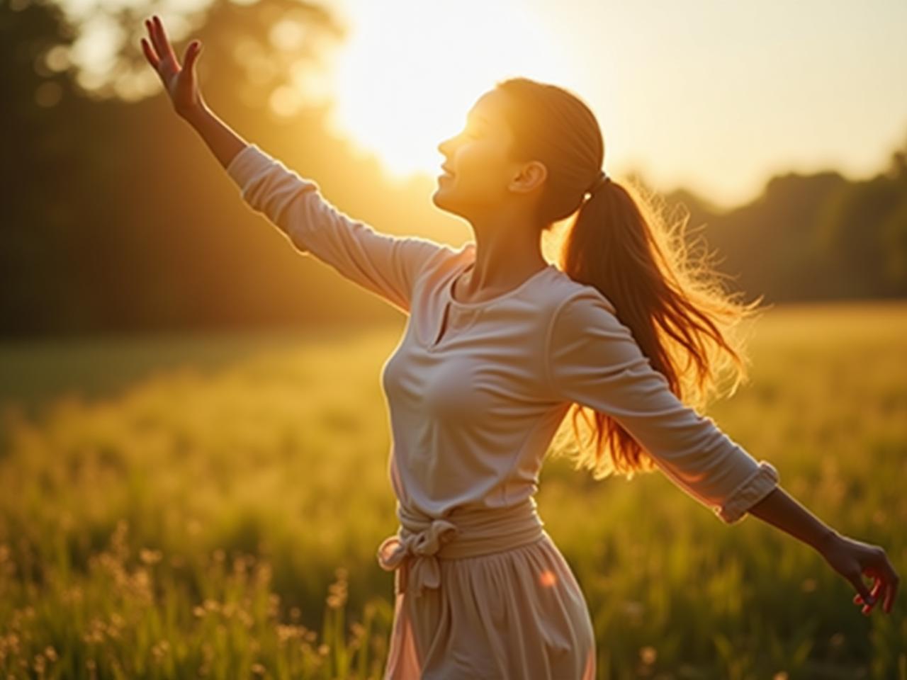 A person dancing freely in nature, connecting movement with brain health and flexibility.