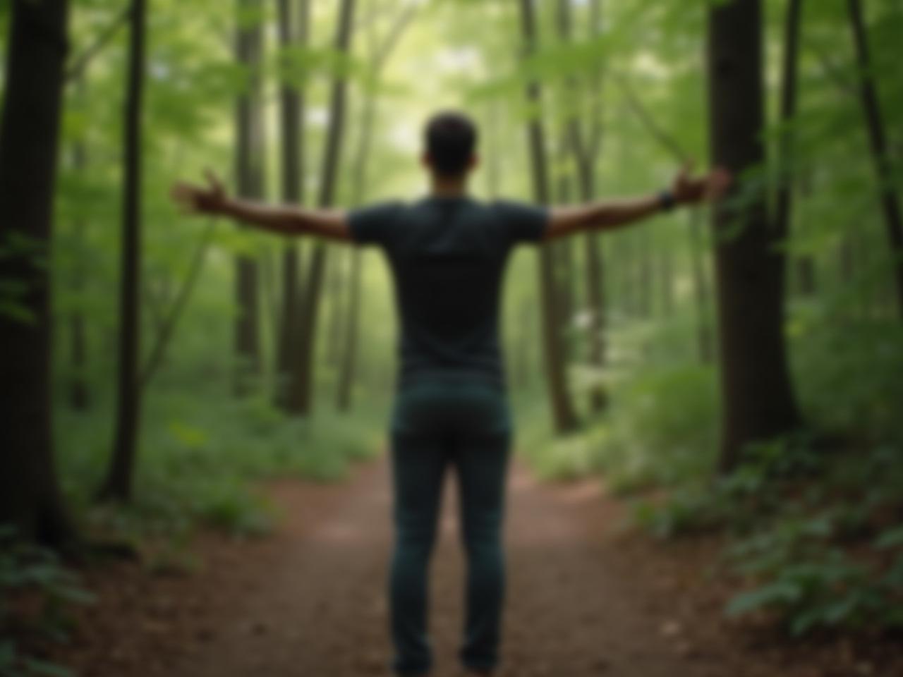 A person doing natural movements in a forest, symbolizing strength and natural core.