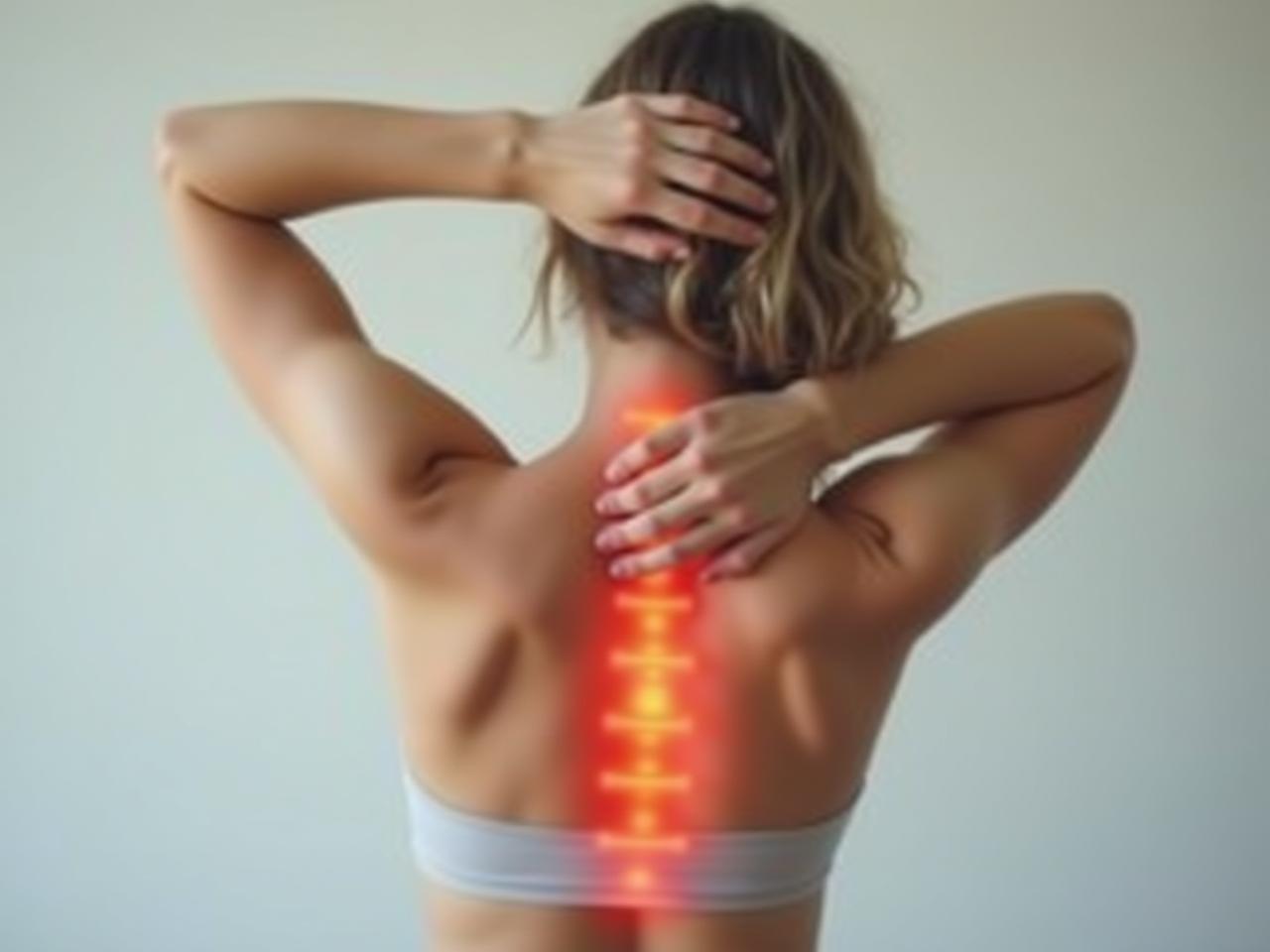 A person gently twisting their upper body to relieve back pain.