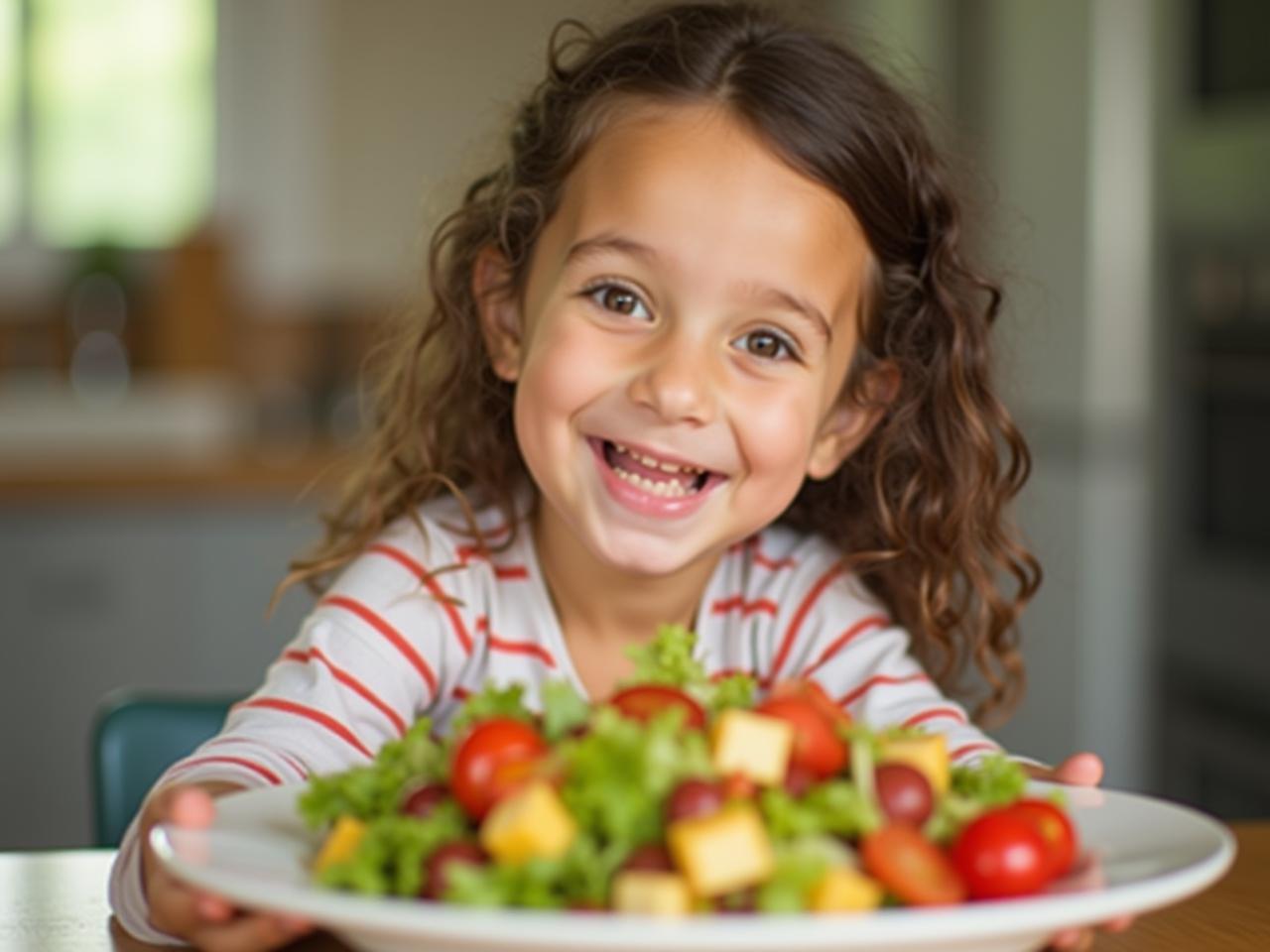 A person smiling while eating a colorful salad, representing healthy and youthful eating habits.